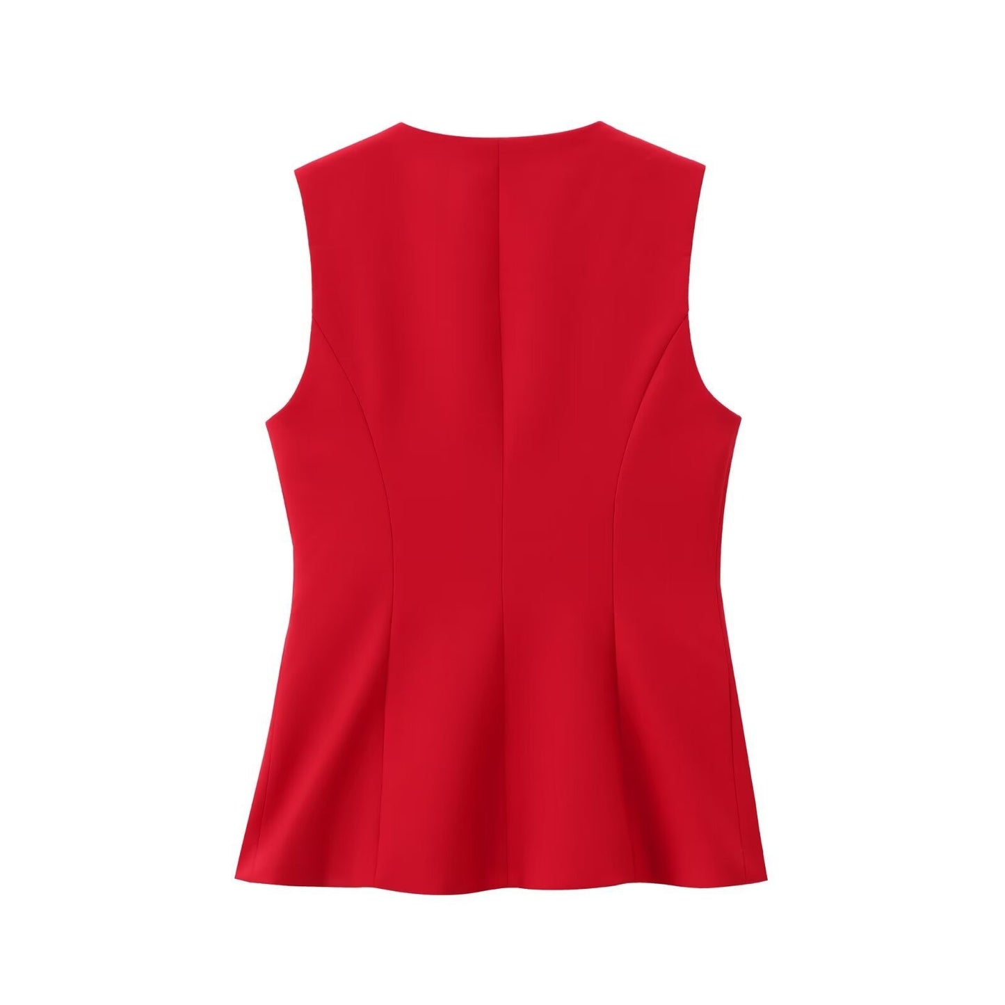 Red Sleeveless Double-Breasted Vest & Trousers Set – Power Dressing, Reinvented