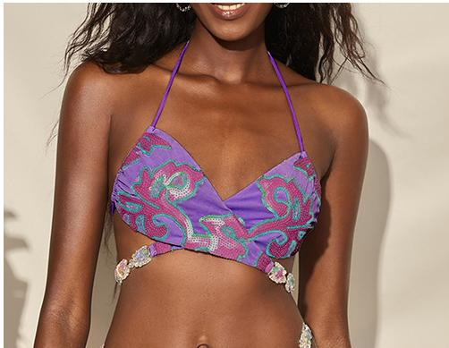 Purple Embellished Luxe Bikini Set