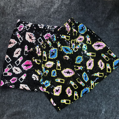 Stylish Sequin Elastic Band High Waisted Mini Skirt