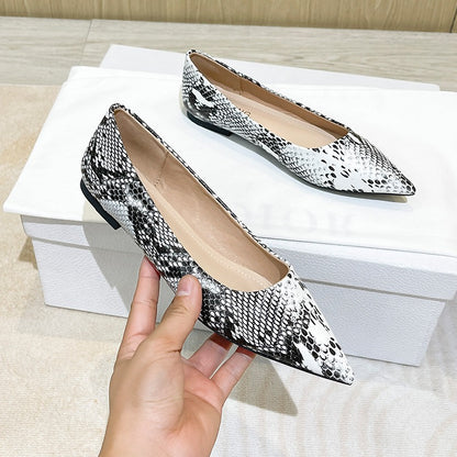 Serpentina Snake-Print Pointed-Toe Slip-On Flats