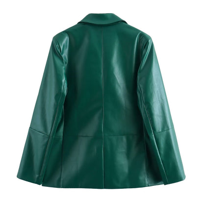 Straight cut  Leather Suit Skirt