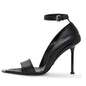 Sexy Metal Pointed Toe Stiletto Heels, Open Toe Women's Shoes