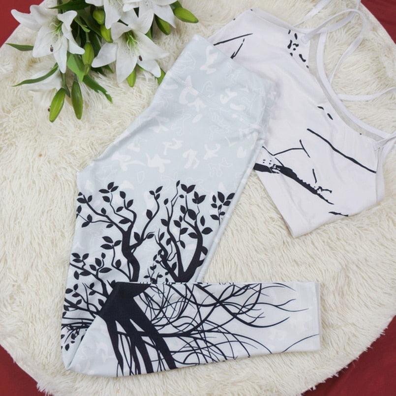 Women's Tree Print Cotton Yoga Pants