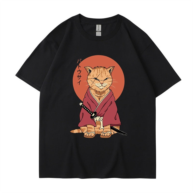 Cute Ninja Cat Cotton T-shirt, Unisex, Multiple Colors