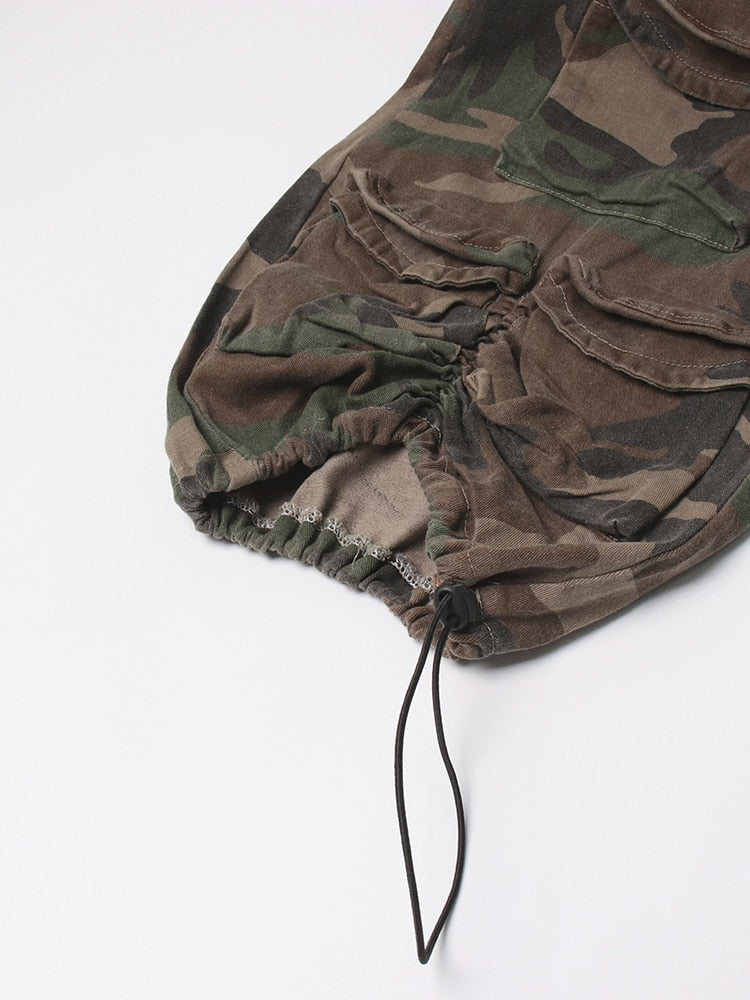 Urban Camo Cargo Pants with Cinched Hem