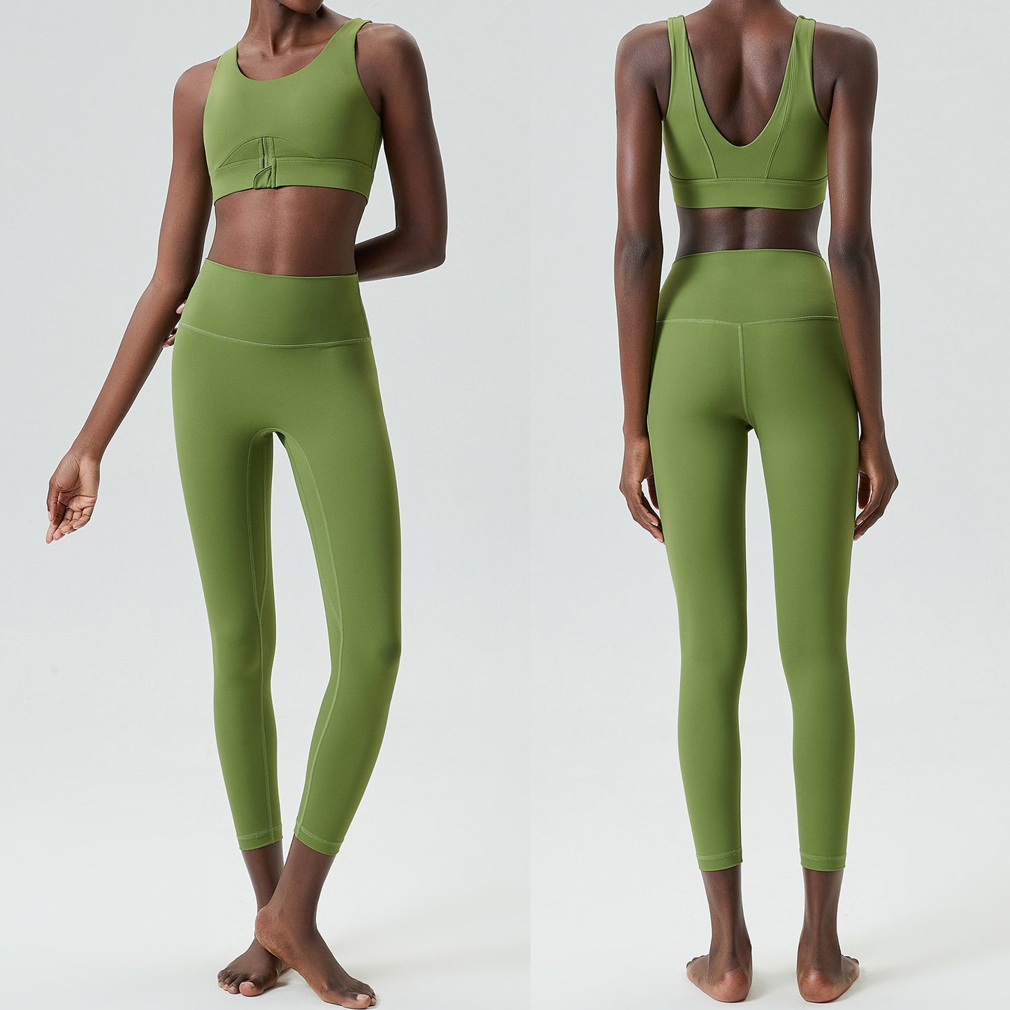 Zippered Form Accentuating Leggings and Sports Bra