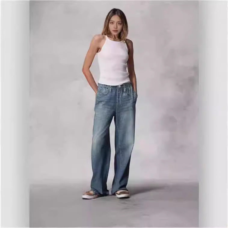 Vintage Wash High-Waisted Wide Leg Jeans