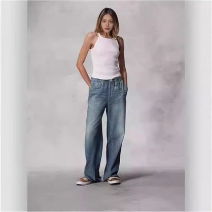 Vintage Wash High-Waisted Wide Leg Jeans