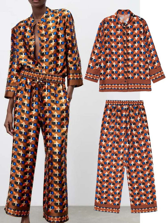 Geometric Print 3-Piece Lounge & Tailored Set