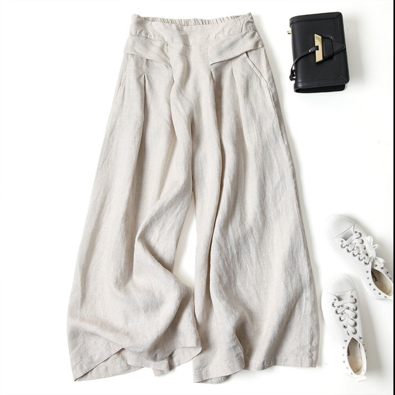 Luxurious Cotton &  Linen Wide Leg High Waisted Loose Pants with , Comes in Multiple  Colors.