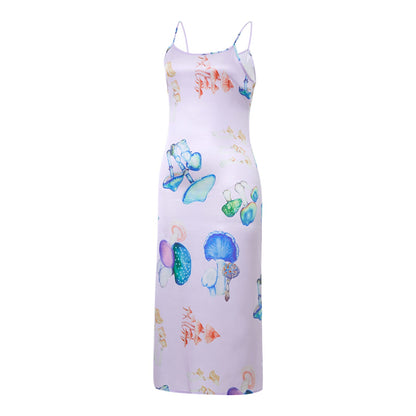 Whimsical Mushroom Print Slip Dress – Quirky Meets Elegant