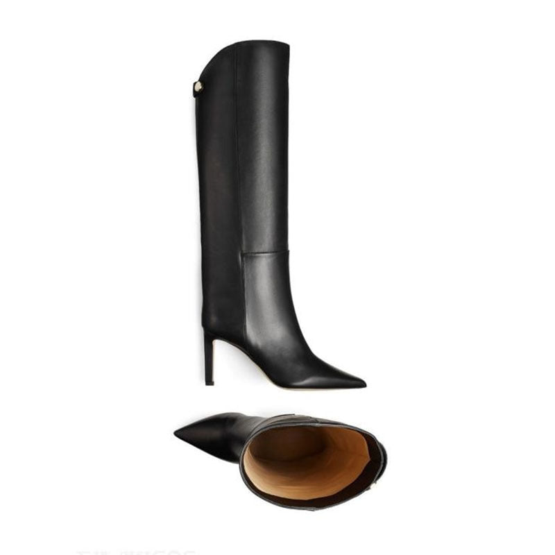 Sleek Luxe Knee-High Stiletto Boots – Black