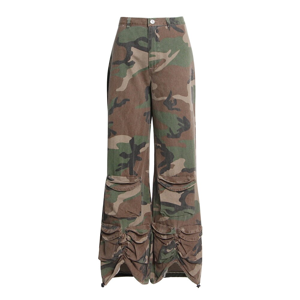 Urban Camo Cargo Pants with Cinched Hem
