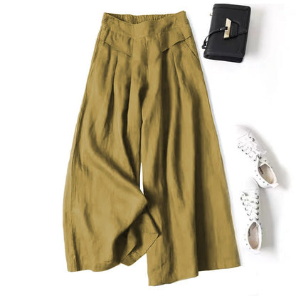 Luxurious Cotton &  Linen Wide Leg High Waisted Loose Pants with , Comes in Multiple  Colors.