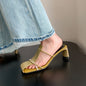 Nova Double-Hoop Block-Heel Slides