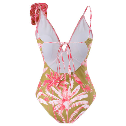Palm Paradise One-Piece Swimsuit & Wrap Shorts Set