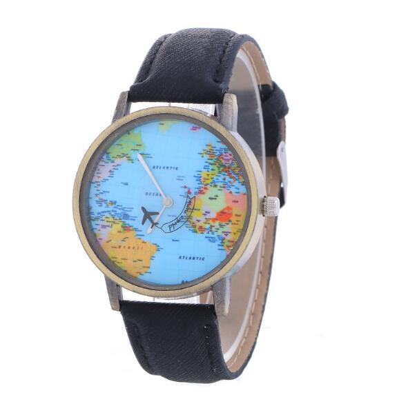 Global Travel By Plane Map Watches