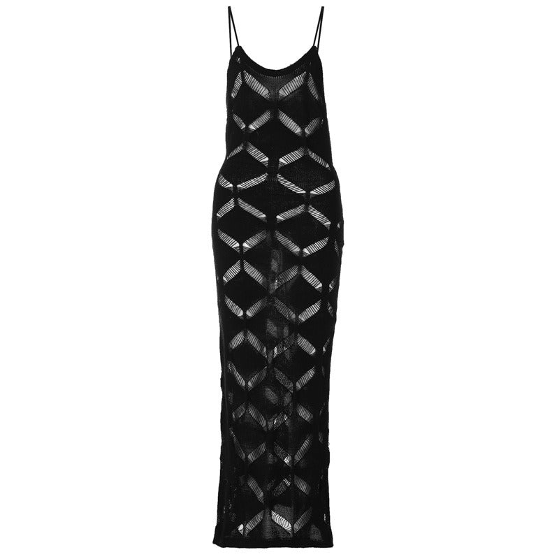 Sexy  Woolen Camisole Dress with Spliced  Designer Details