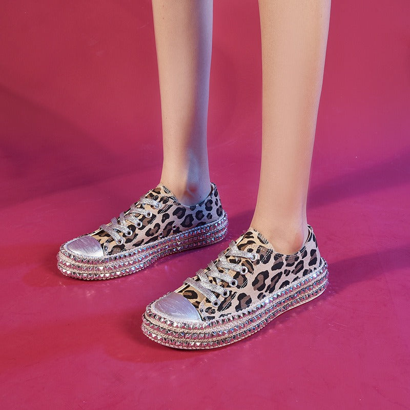 Korean Style Fashion Sneakers,  Trendy High-top Canvas Sneakers