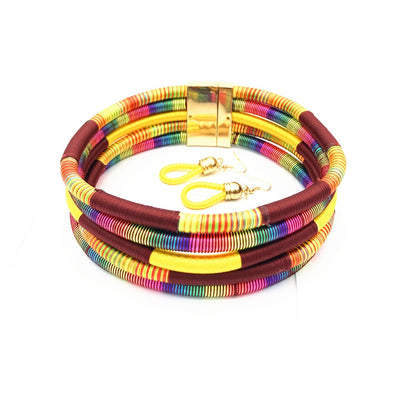 Colorful Hand Woven African Collar with a Magnetic Clasp