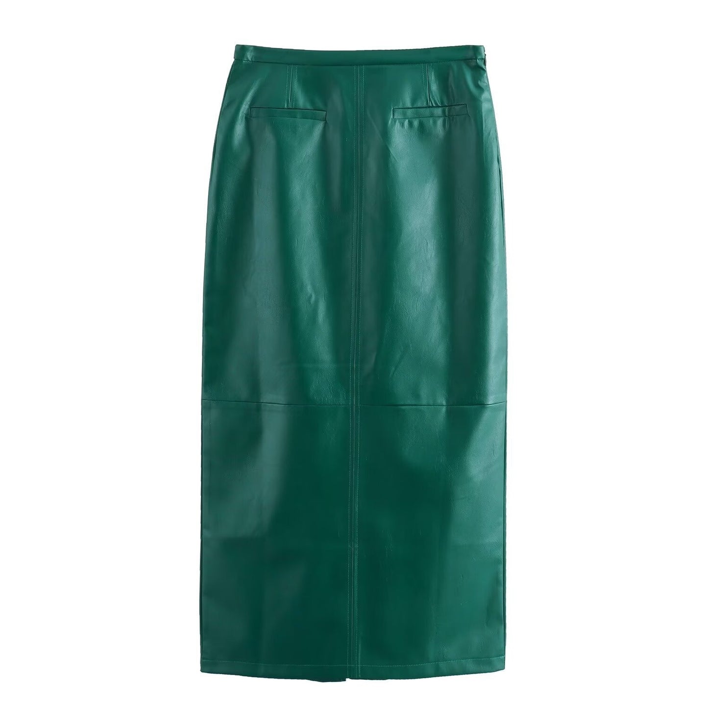 Straight cut  Leather Suit Skirt