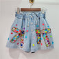 Rainbow Gem Embellished Denim Shorts – Sparkle That Slays
