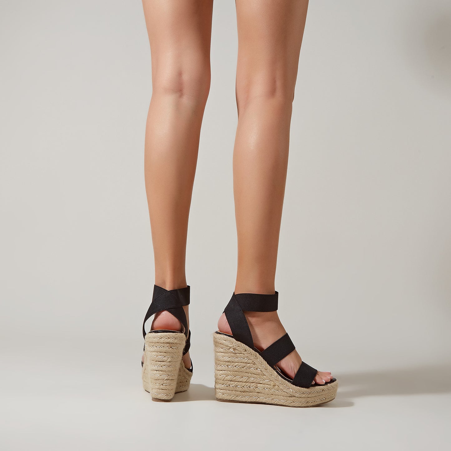 Soleil Elastic Strap Espadrille Wedges