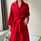 Elegant Long Belted Cashmere Coat for Women