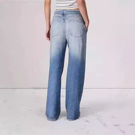 Vintage Wash High-Waisted Wide Leg Jeans