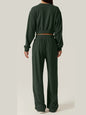 Twist-Front Pastel Knit Lounge Set – Cozy Crewneck Sweater & Drawstring Wide-Leg Pants