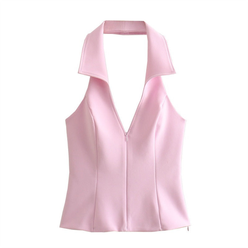 “Blush Breeze” Collar Halter Top & Skort Co-ord Set