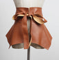 Camel Ruffles Wide Faux Leather Belt, Variety of Colors