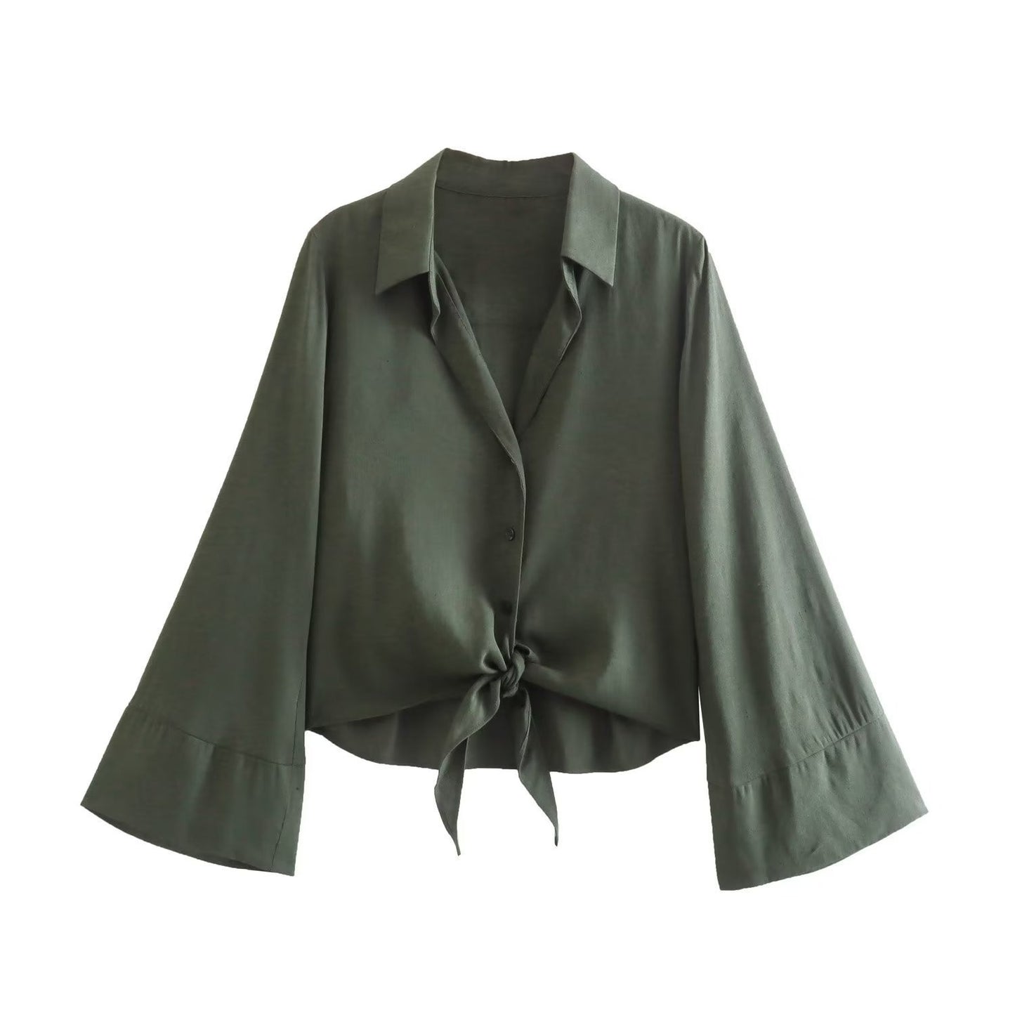 Two-piece Knotted Cropped Shirt and Top+Knotted Skirt