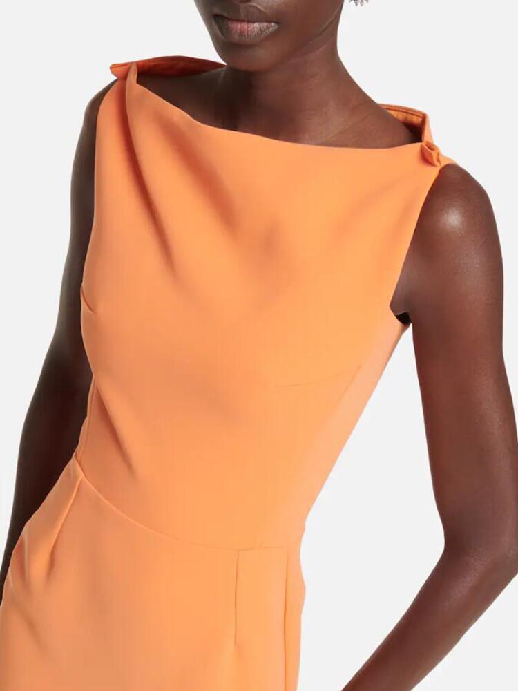 High Fashion Orange Dress With Asymmetrical Hemline