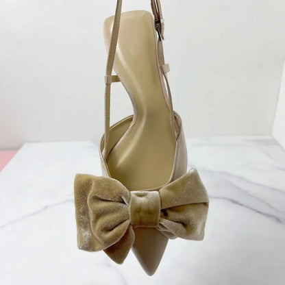 Stylish Beige Bow Embellished Flat shoes