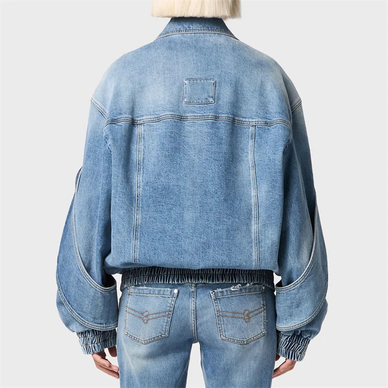 Retro Washed High Quality Pure Cotton  Padded Denim Jacket