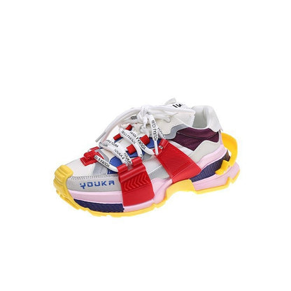 Stylish Woman Chunky Sneakers, Mixed Colors