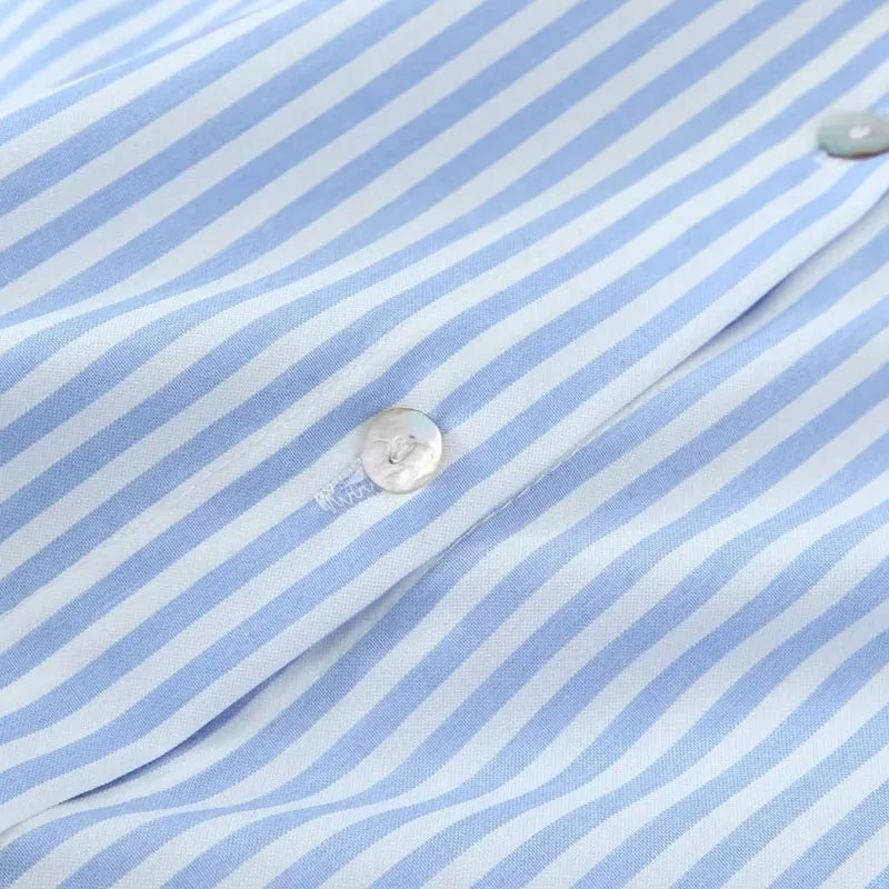 Blue Striped Button-Down Shirt Dress