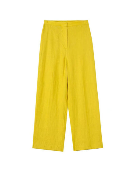 Linen Wrap Shirt & Wide-Leg Pant Set – Chartreuse Chic