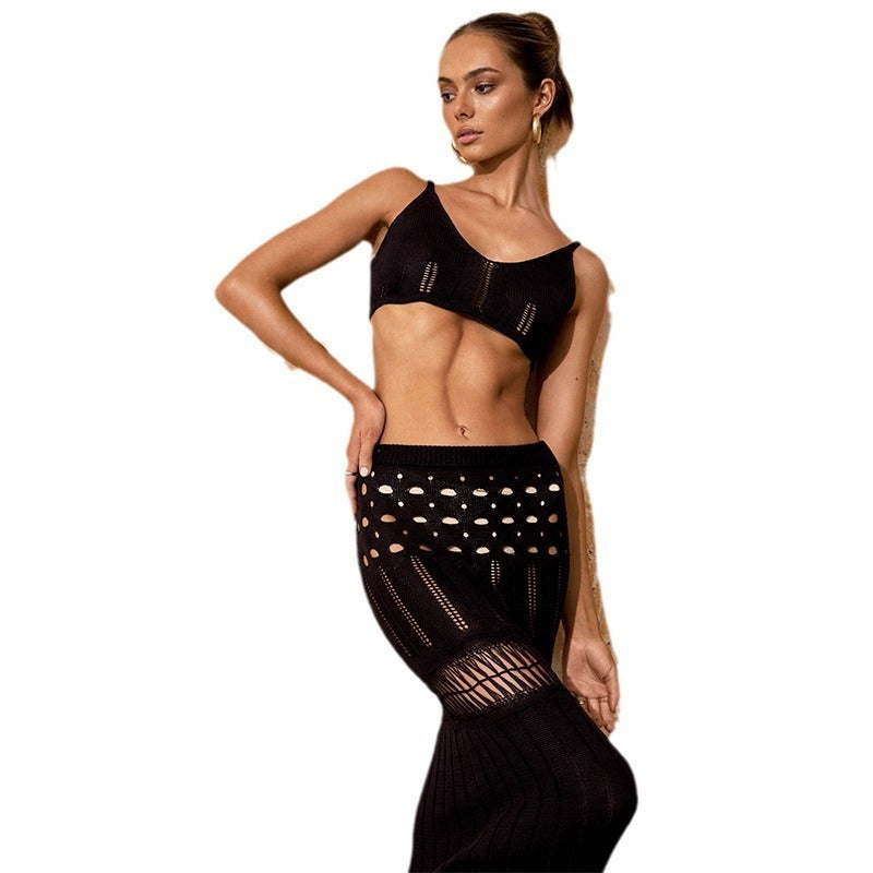 Knitted Beach Suit , Solid Color, Sexy, Swimsuit Cover-Up