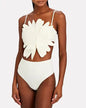 Botanical Bandeau Floral Appliqué High-Waist Bikini