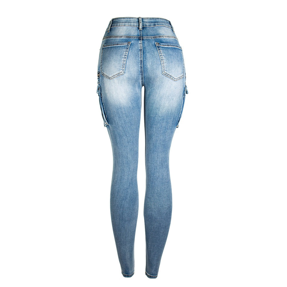 High-Rise Side-Cargo Skinny Jeans