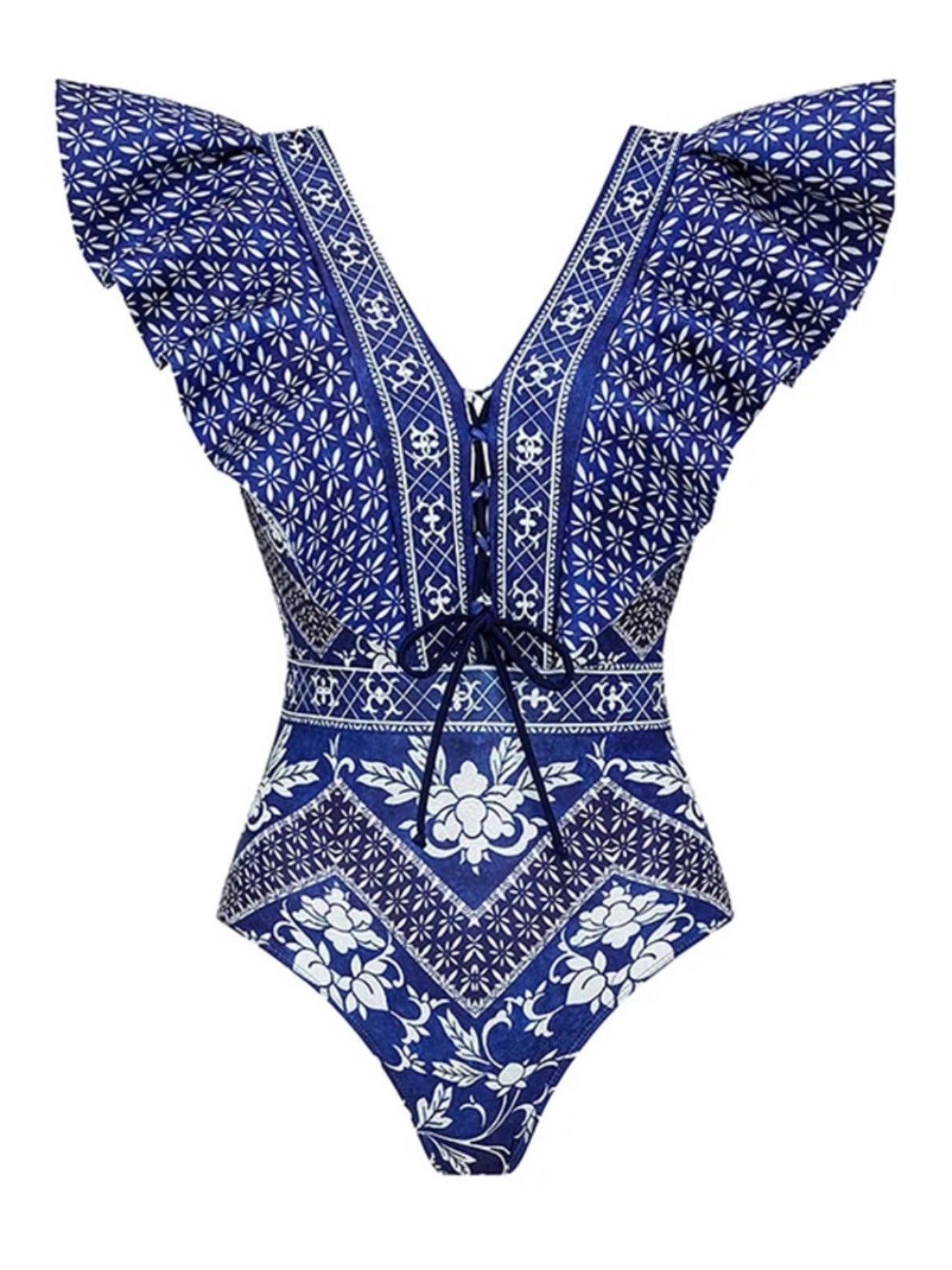Santorini Breeze Ruffle One-Piece Swimsuit & Boho Skirt Set