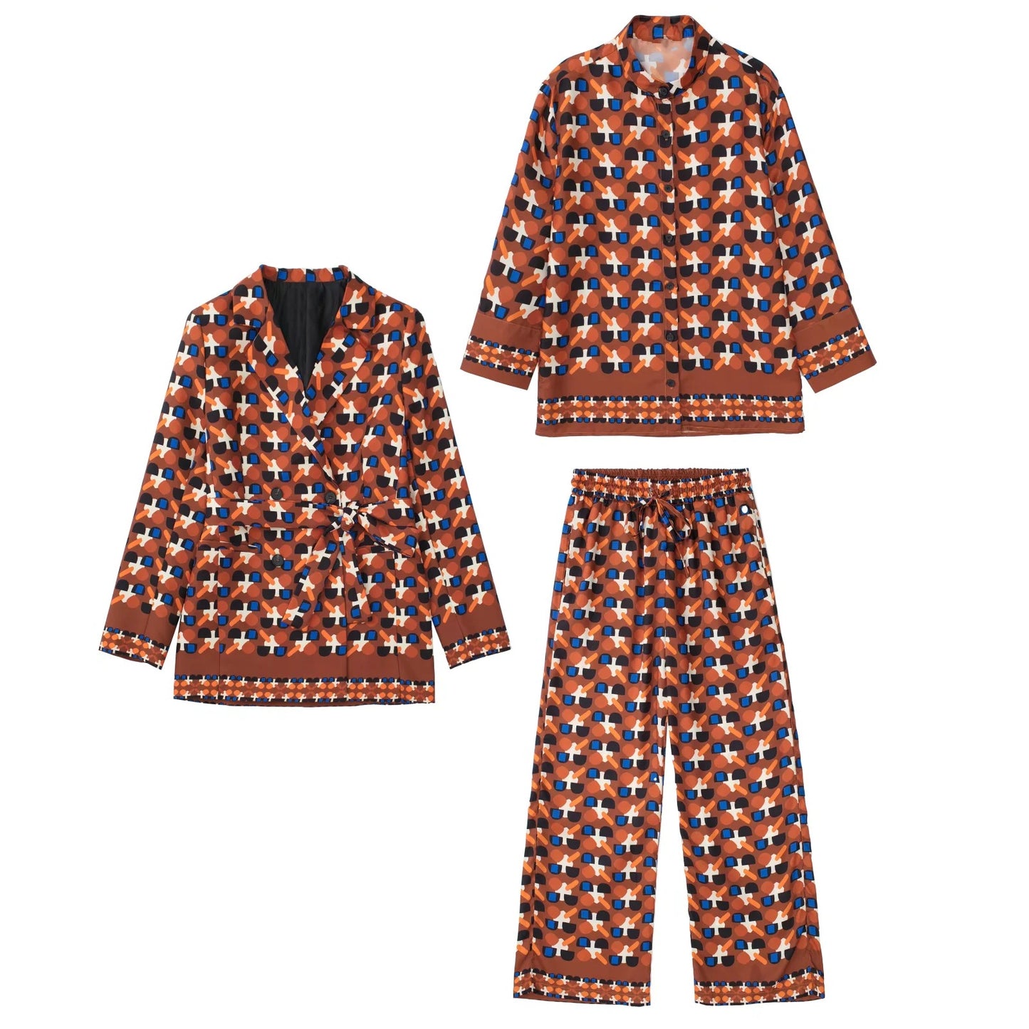 Geometric Print 3-Piece Lounge & Tailored Set