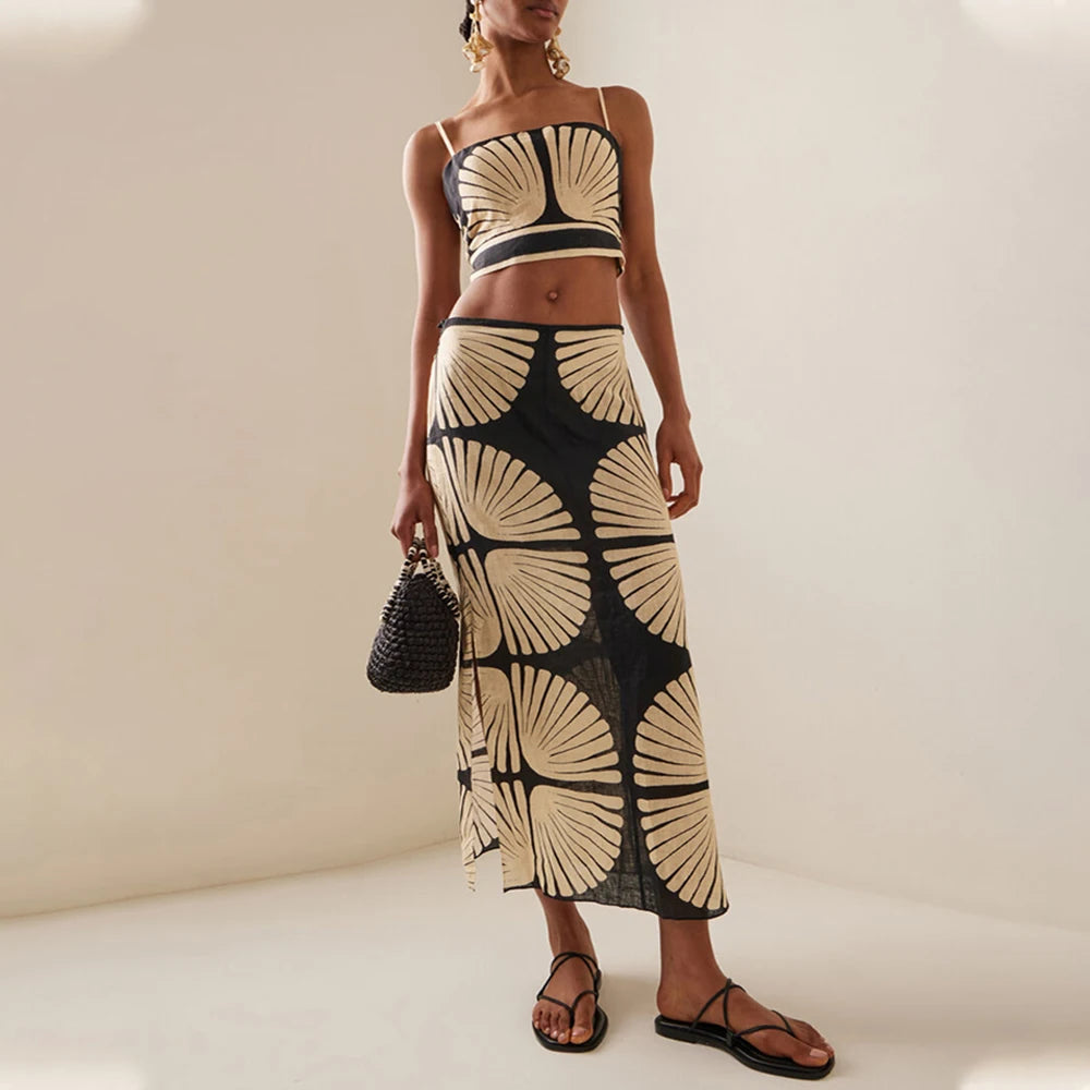 Shell Print Swimwear & Skirt Set – Coastal Luxe Edition