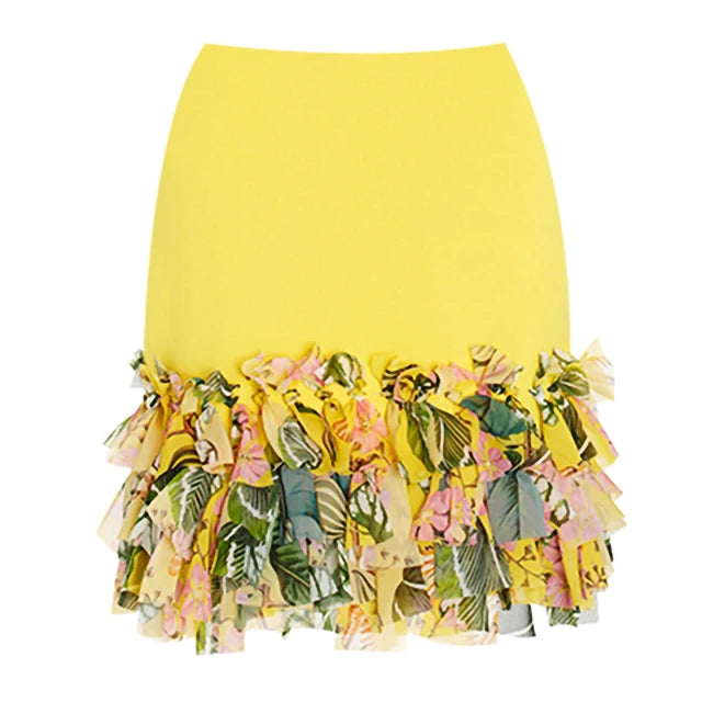 Tropical Bloom Ruffle Skirt & Cut-Out Swimsuit Set