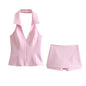 “Blush Breeze” Collar Halter Top & Skort Co-ord Set