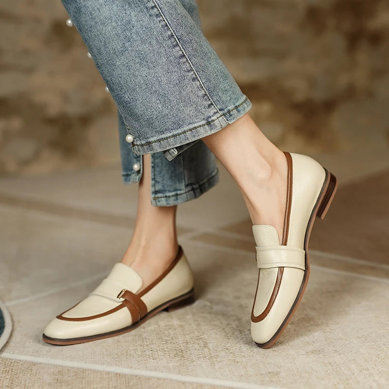 Monica Two-Tone Leather Penny Loafers
