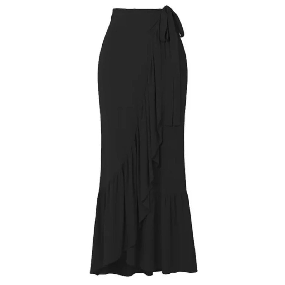 Statement  3D Butterfly Bow One-Piece Swimsuit & Black Ruffle Wrap Skirt