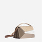Geometric Color‐Block Leather Top-Handle Shoulder Bag